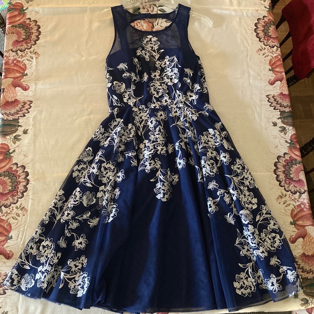 Blue and Silver Nicole Miller Dress Size 6